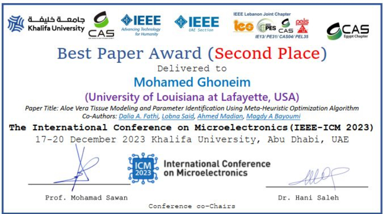 Dr. Lobna A. Said’s research paper - Best Paper award